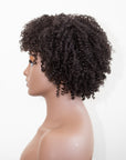 ashanti wig in black on a mannequin head, side view.