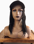 Mannequin showcasing Coils to Locs Kimmie Cap 12 inch braids in black.