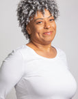 black woman wearing coils to locs jasmine onyx wig