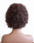 Coils to Locs Eboni curly afro wig dark brown, back view.