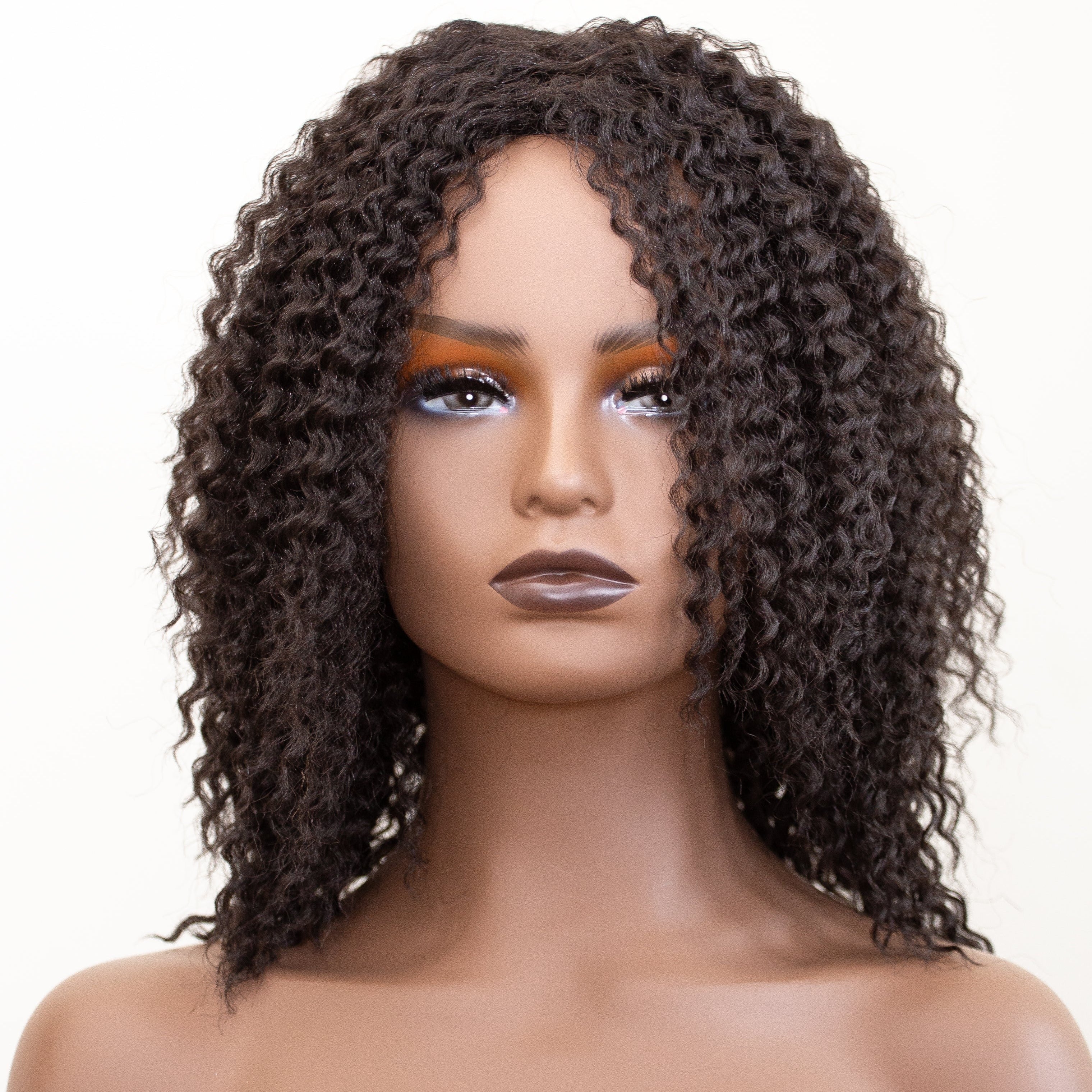 Coils to Locs Imani synthetic wig on mannequin head front