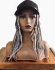 Coils to Locs 12" braide Kimmie Cap in onyx (gray), front view.