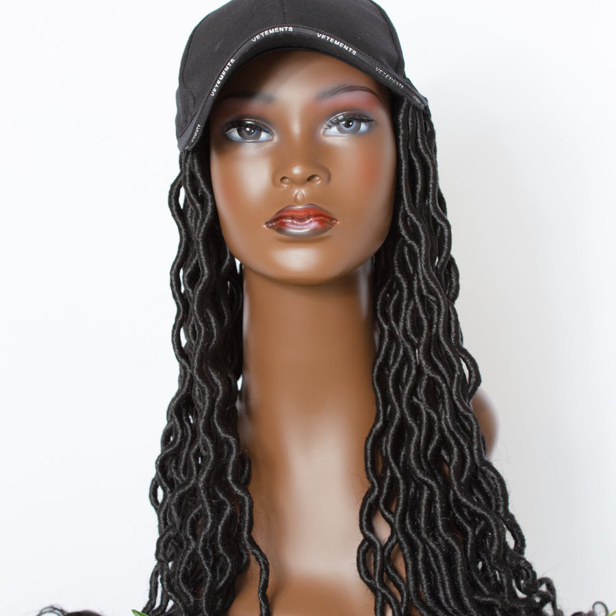 Kimmie Cap Long Synthetic Hair | Wig Cap with Hair | Coils to Locs